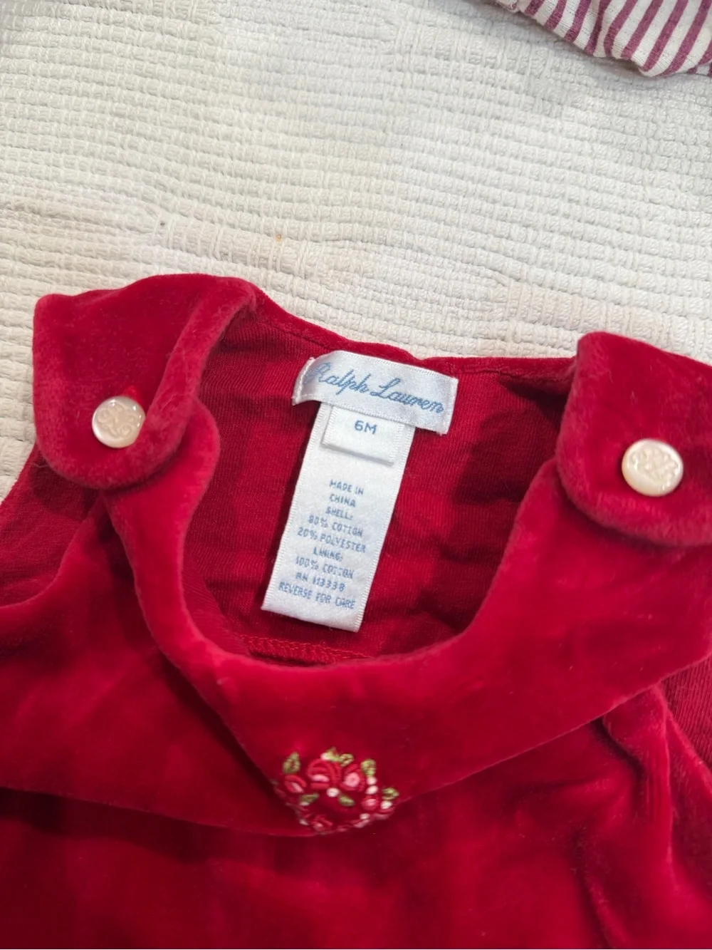 Ralph Lauren Red Velvet Baby Romper